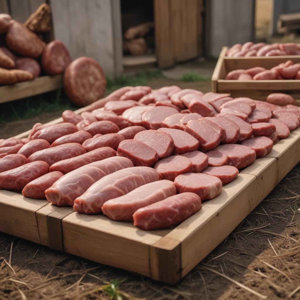 Доставка фермерского мяса включает свинину, говядину, кур и колбасы